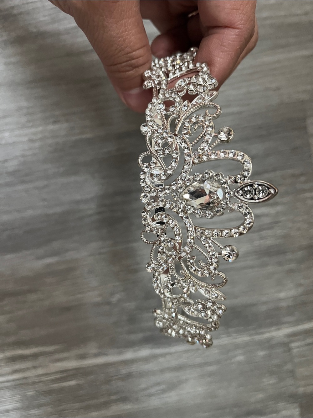 Crystal Silver Bridal Tiara Headpiece - Elegant Sparkling Accent